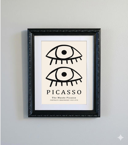 Picasso Abstract Line Art Black Ornate Frame Minimalist