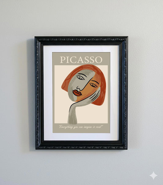Picasso Abstract Line Art Black Ornate Frame Minimalist