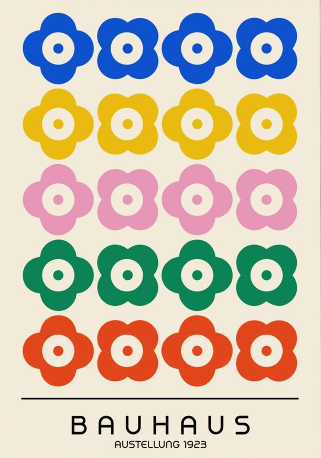 Bauhaus Inspired Floral Art Print: Modernist Blooms, Framed & Ready to Hang