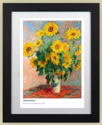 Framed Art Print Bouquet of Sunflowers by Claude Monet 11"x14" Frame, A4 Print