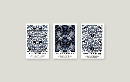 Set of 3 Framed William Morris Prints - Navy & White Arts and Crafts Gallery Wall