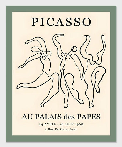 A3 Picasso Exhibition Poster Dancing Figures Print - Minimalist Line Art