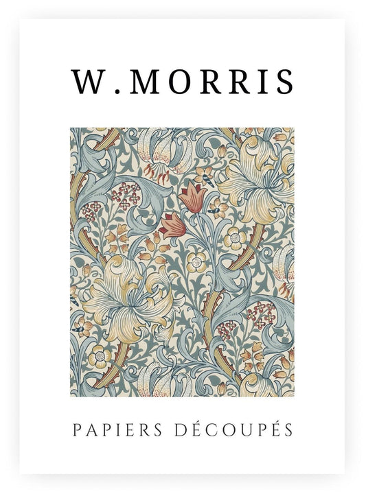 William Morris Exhibition Poster – Papiers Découpés Floral, Framed Print, Blue