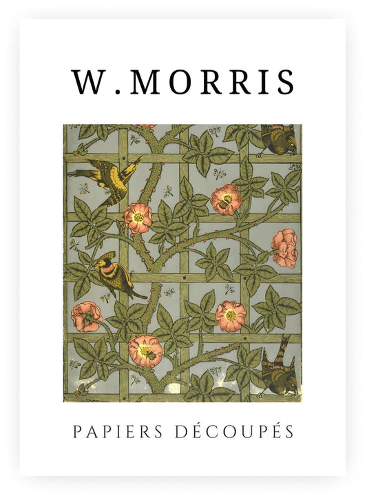 William Morris Exhibition Poster – Papiers Découpés Floral, Framed Print, Green