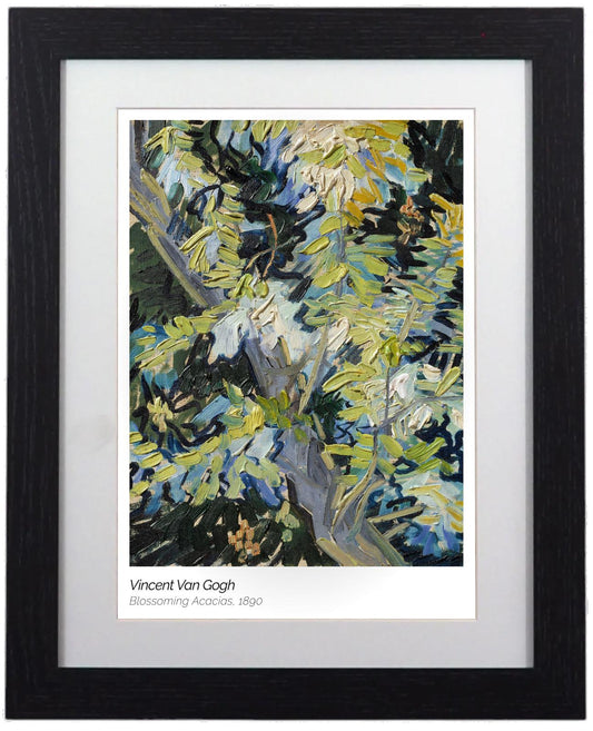 Framed Art Print | Blossoming Acacia by Vincent Van Gogh | 11"x14"  Black Frame