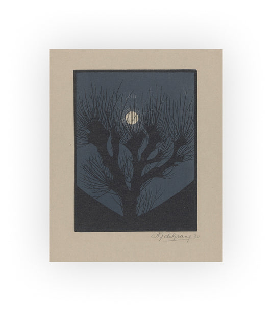 Julie de Graag Moonlight Print - 1920 Dutch Landscape Woodcut,