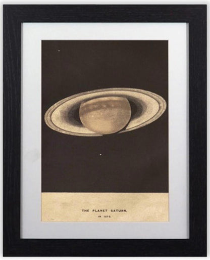 Framed Art Print The Planet Saturn Vintage  Black Frame A4 Print