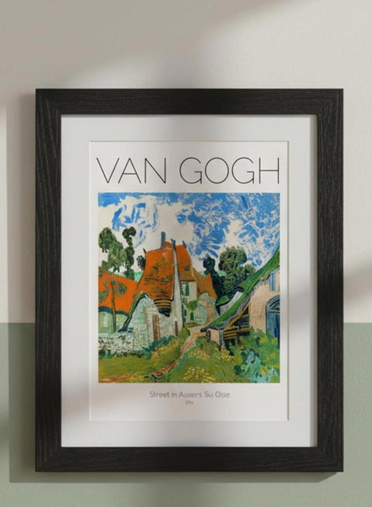 Framed Art Print Street in Auvers Su Oise by Van Gogh 11x14" Frame, A4 Print