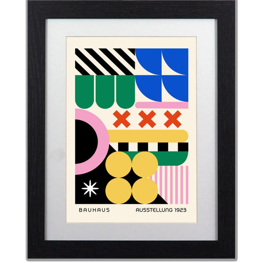 Vibrant Bauhaus Geometric Print – Framed Poster for Modern Art Lovers