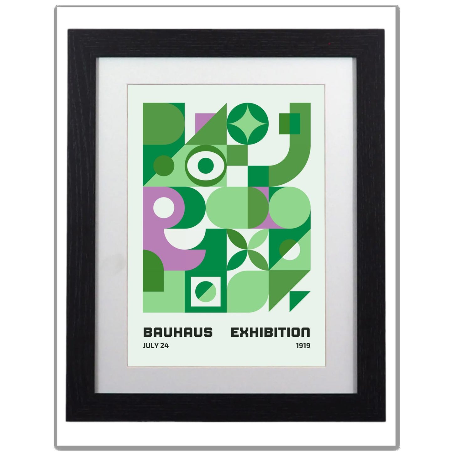 Bauhaus Exhibition Geometric Print Framed Poster Modern Art in Verdant Lavender
