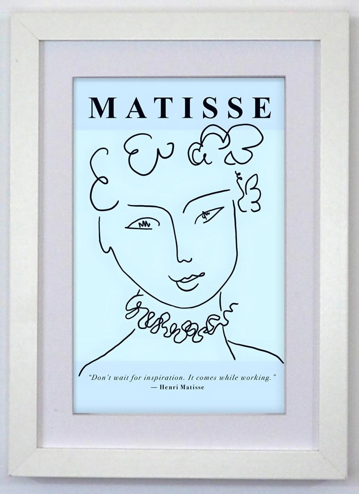Framed Art Print - The Essence of Line by Matisse - White Box Frame 30x23cm
