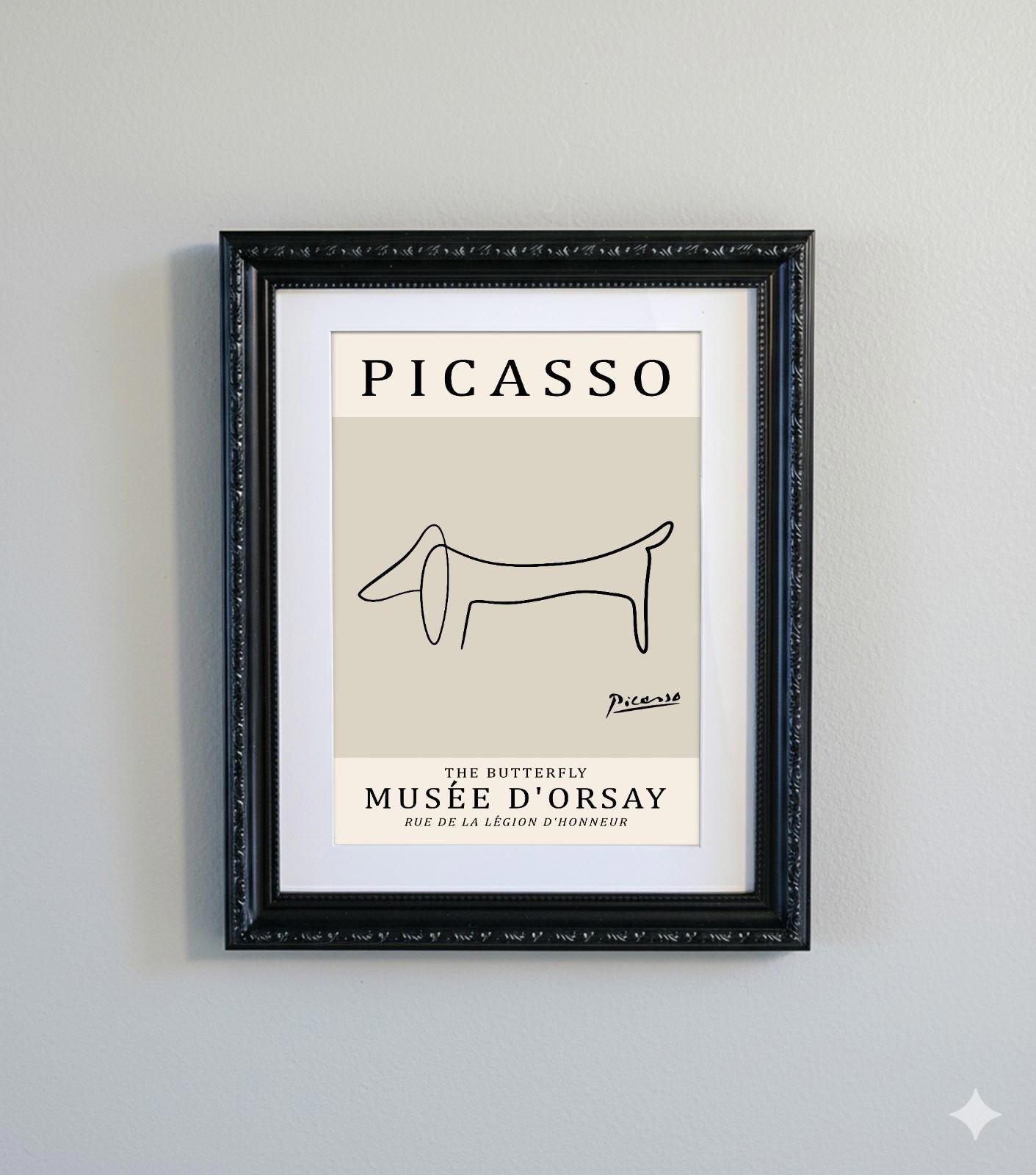 Picasso Abstract Line Art Black Ornate Frame Minimalist