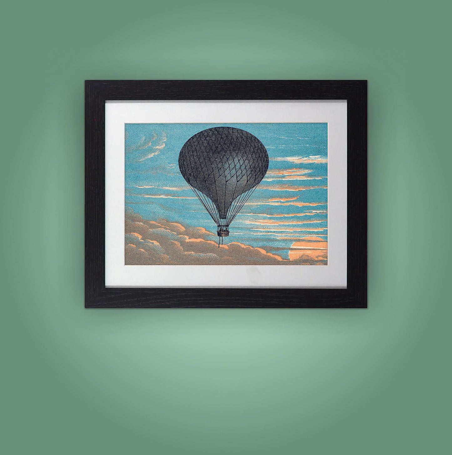 Framed Art Print La Minerve Balloon by Eugène Godard 11"x14"  Black Frame