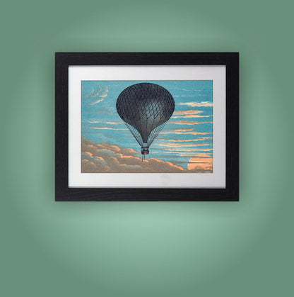 Framed Art Print La Minerve Balloon by Eugène Godard 11"x14"  Black Frame