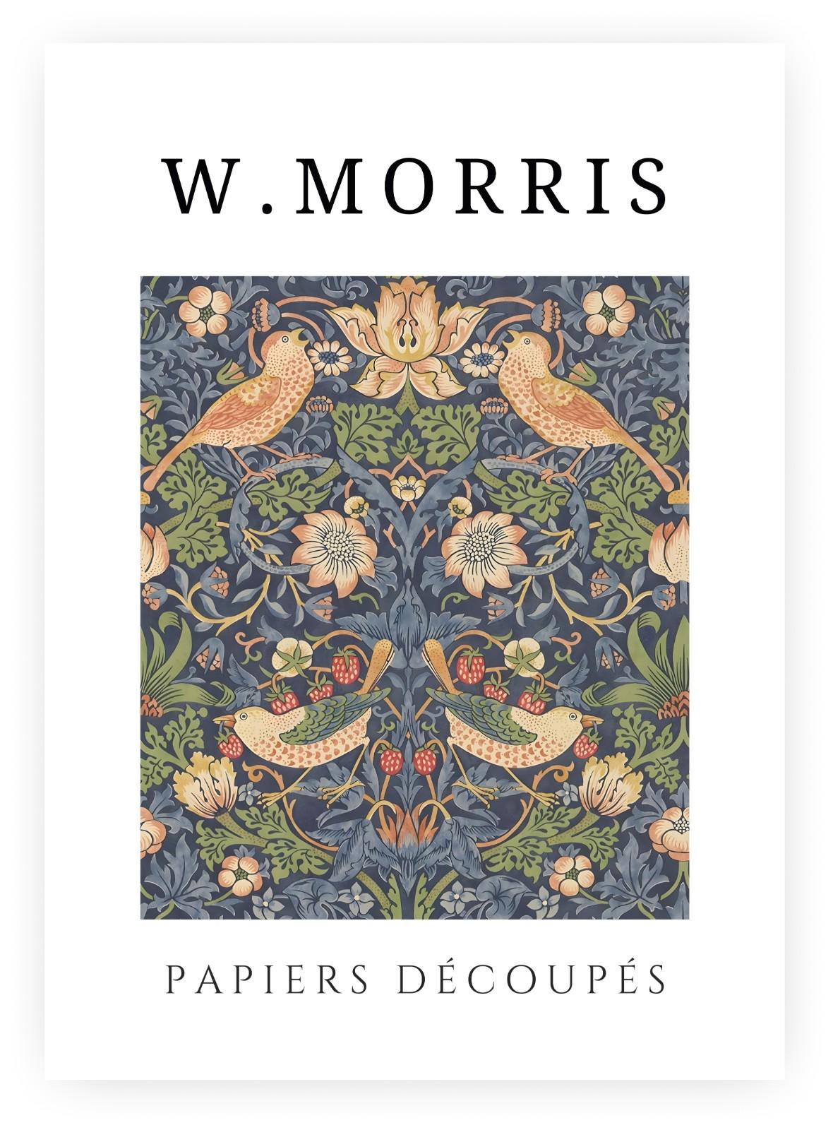 William Morris Exhibition Poster – Papiers Découpés Floral, Framed Print, Blue