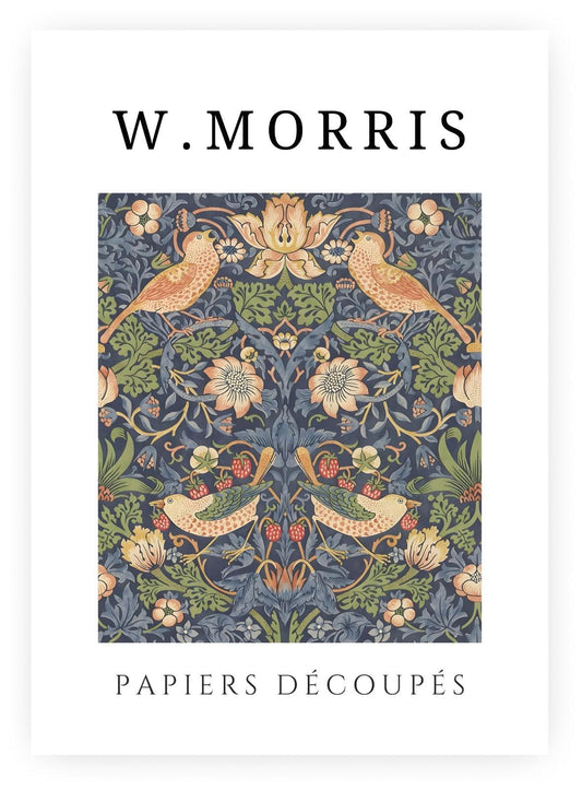 William Morris Exhibition Poster – Papiers Découpés Floral, Framed Print, Blue