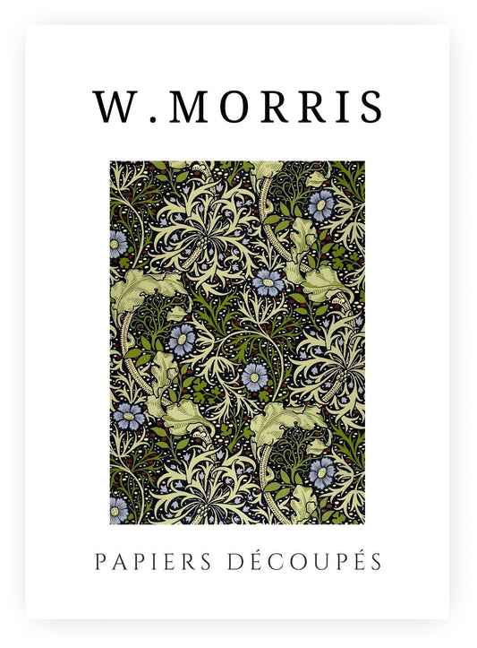 William Morris Exhibition Poster – Papiers Découpés Floral, Framed Print, Blue