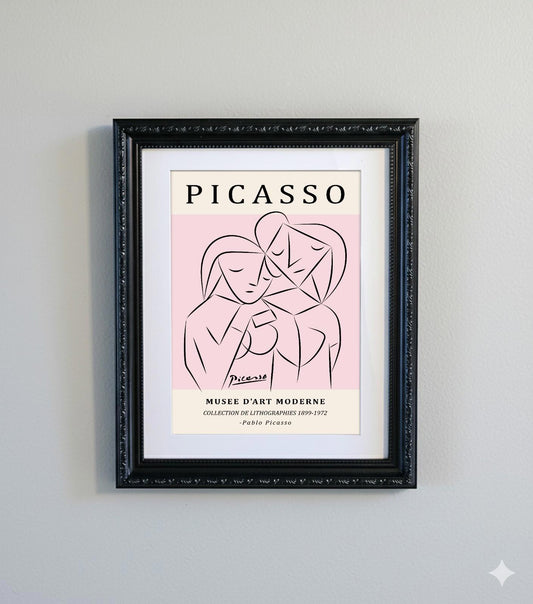 Framed Picasso Abstract Minimalist A4 Art Print Pink