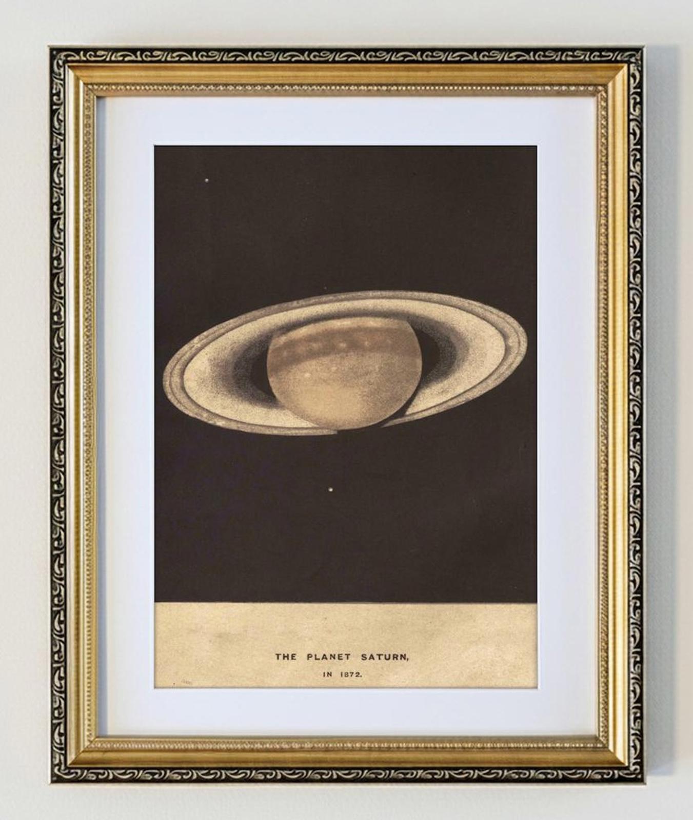 Framed Art Print The Planet Saturn  Gilt Frame A4 Print