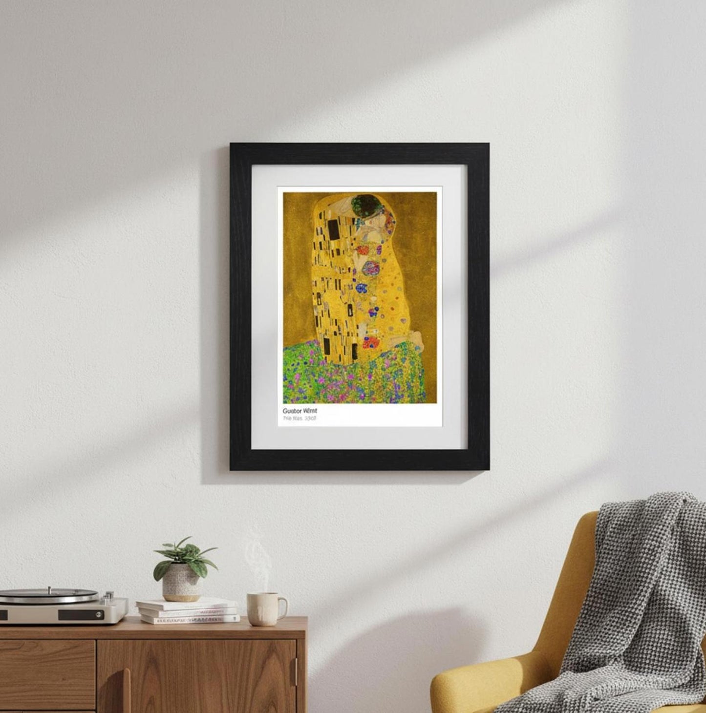 Gustav Klimt's 'The Kiss' Framed Poster 11x14" Black Frame with A4 Print