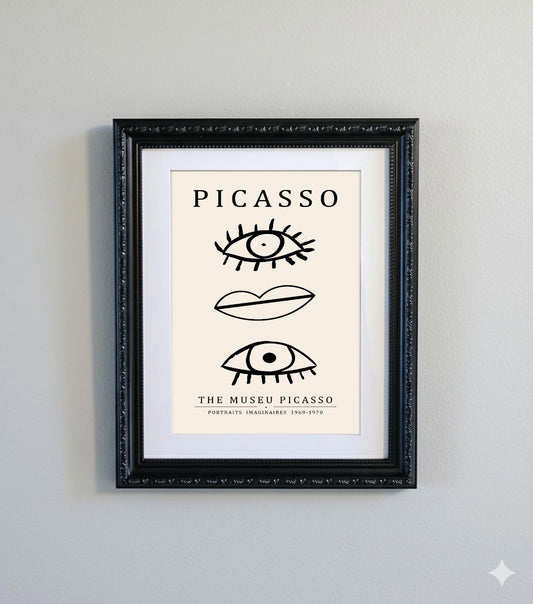 Picasso Abstract Line Art Black Ornate Frame Minimalist