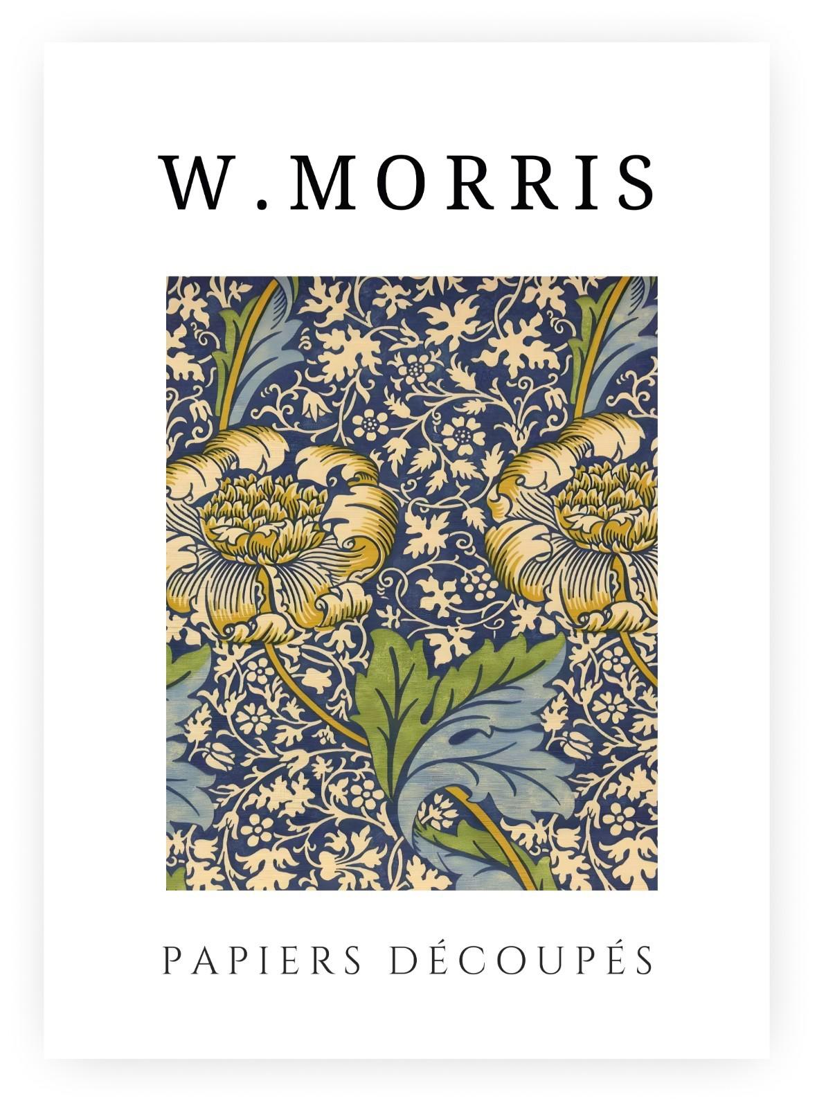 William Morris Exhibition Poster – Papiers Découpés Floral, Framed Print, Blue