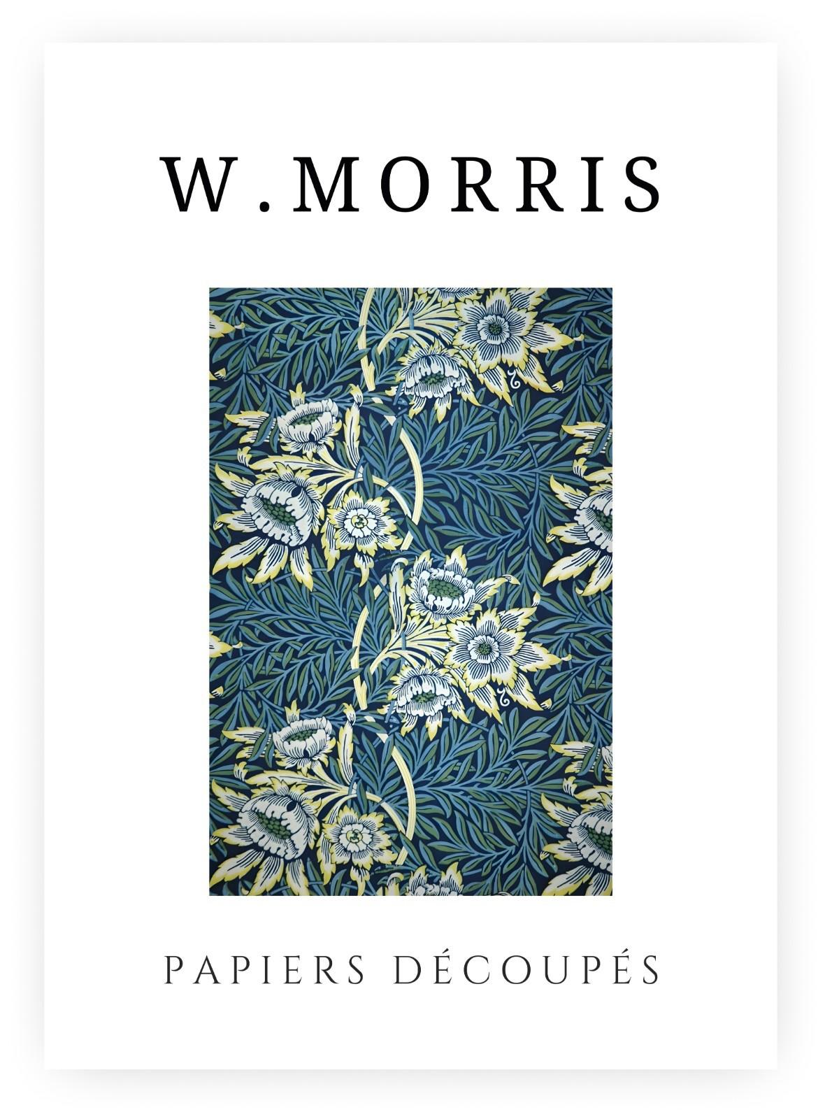William Morris Exhibition Poster – Papiers Découpés Floral, Framed Print, Blue