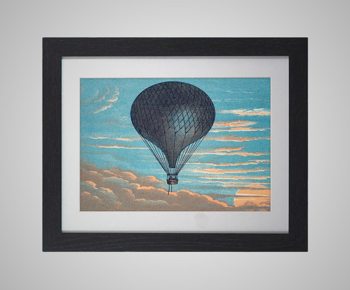 Framed Art Print La Minerve Balloon by Eugène Godard 11"x14"  Black Frame