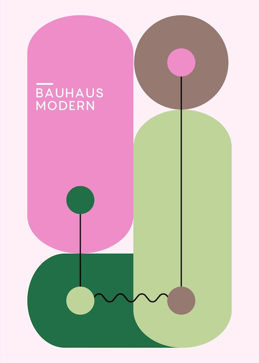 Bauhaus Modern Abstract Geometric Vibrant Pink & Green