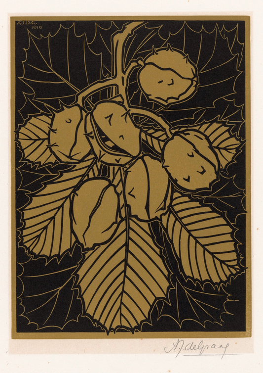 Julie de Graag Foliage Vintage Woodcut Art Print