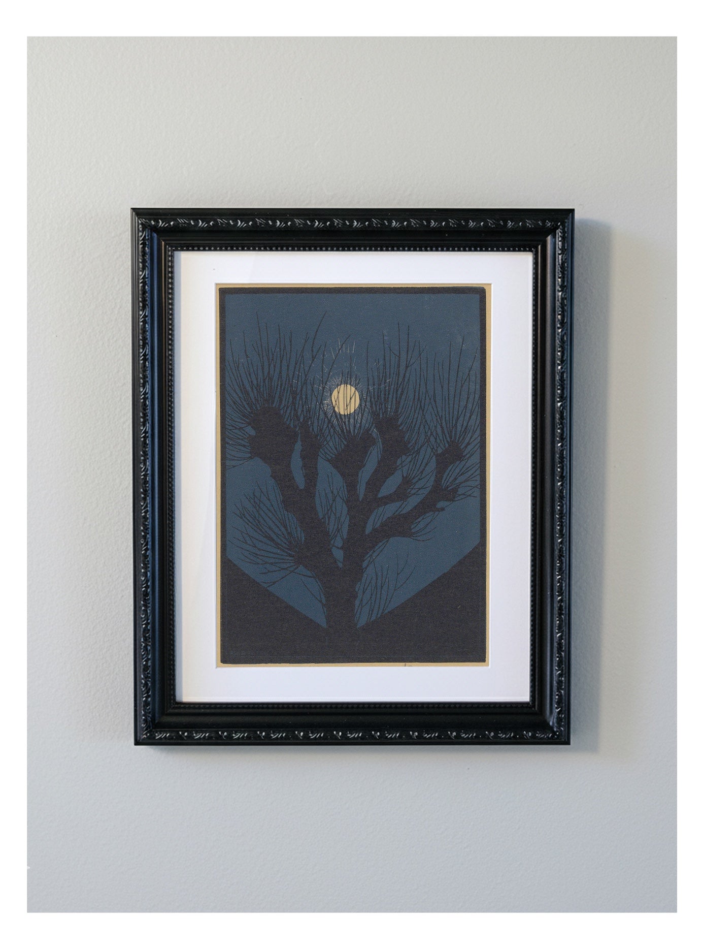 Julie de Graag Moonlight Decorative Framed Print - 1920 Dutch Landscape Woodcut,