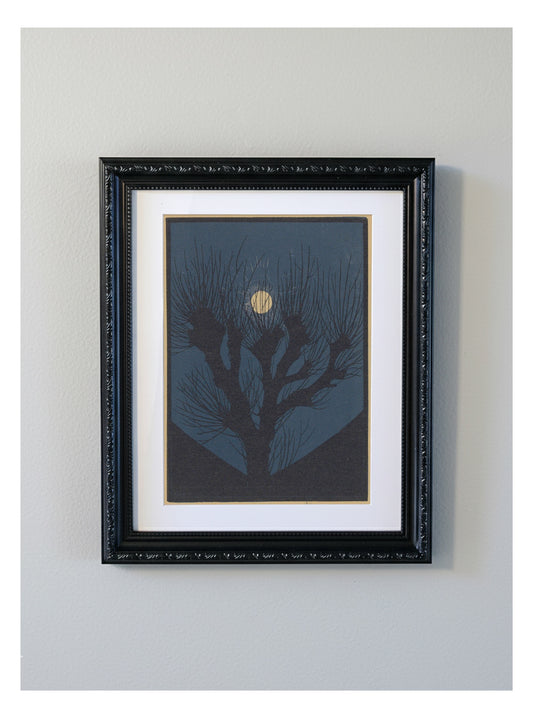 Julie de Graag Moonlight Decorative Framed Print - 1920 Dutch Landscape Woodcut,