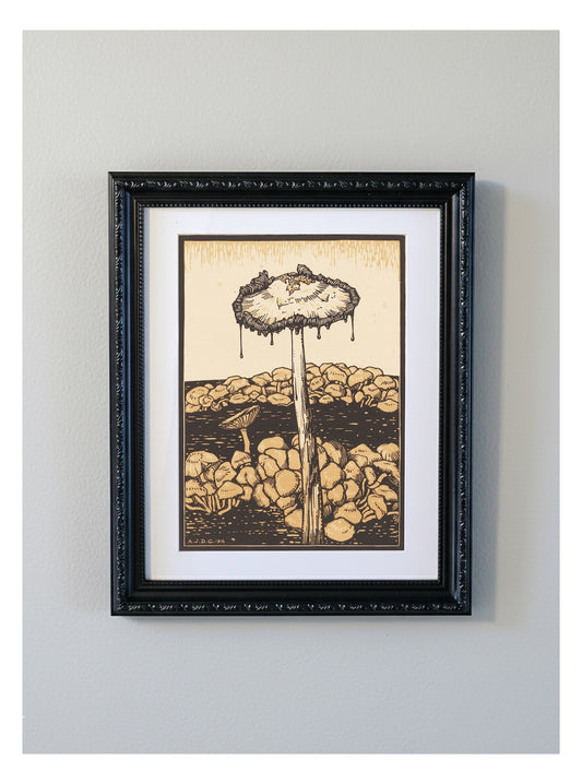 Julie de Graag Mushroom Decorative Framed Print - 1916 Fungi Woodcut