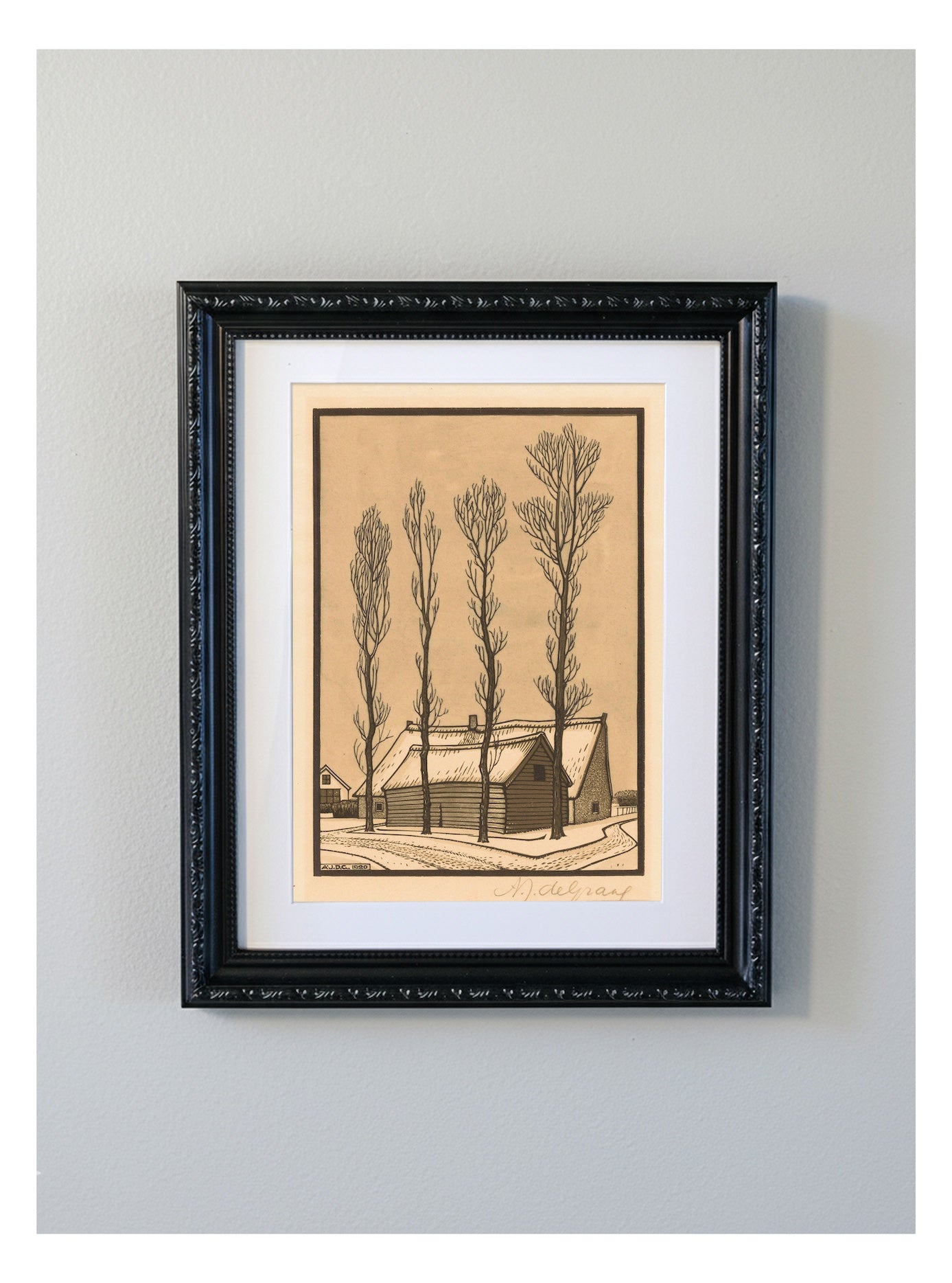 Julie de Graag Winter, 1920 Decorative Decorative Framed Print - Dutch Woodcut