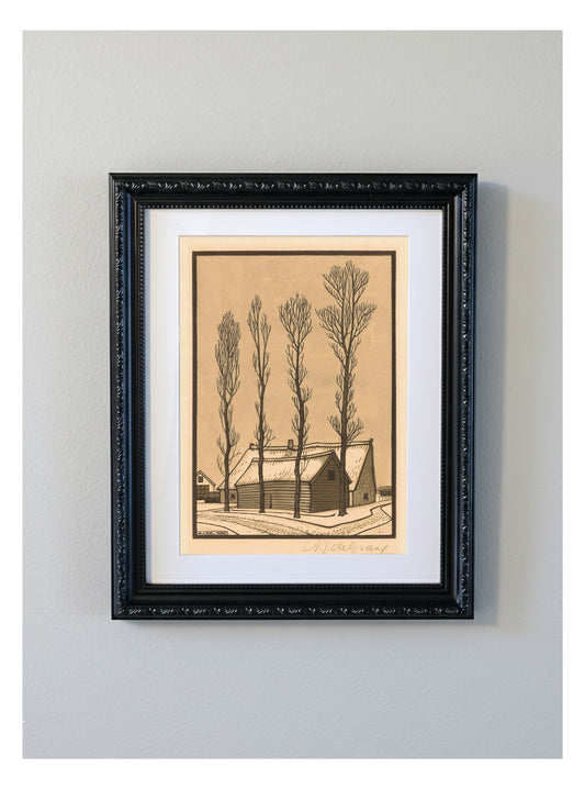 Julie de Graag Winter, 1920 Decorative Decorative Framed Print - Dutch Woodcut