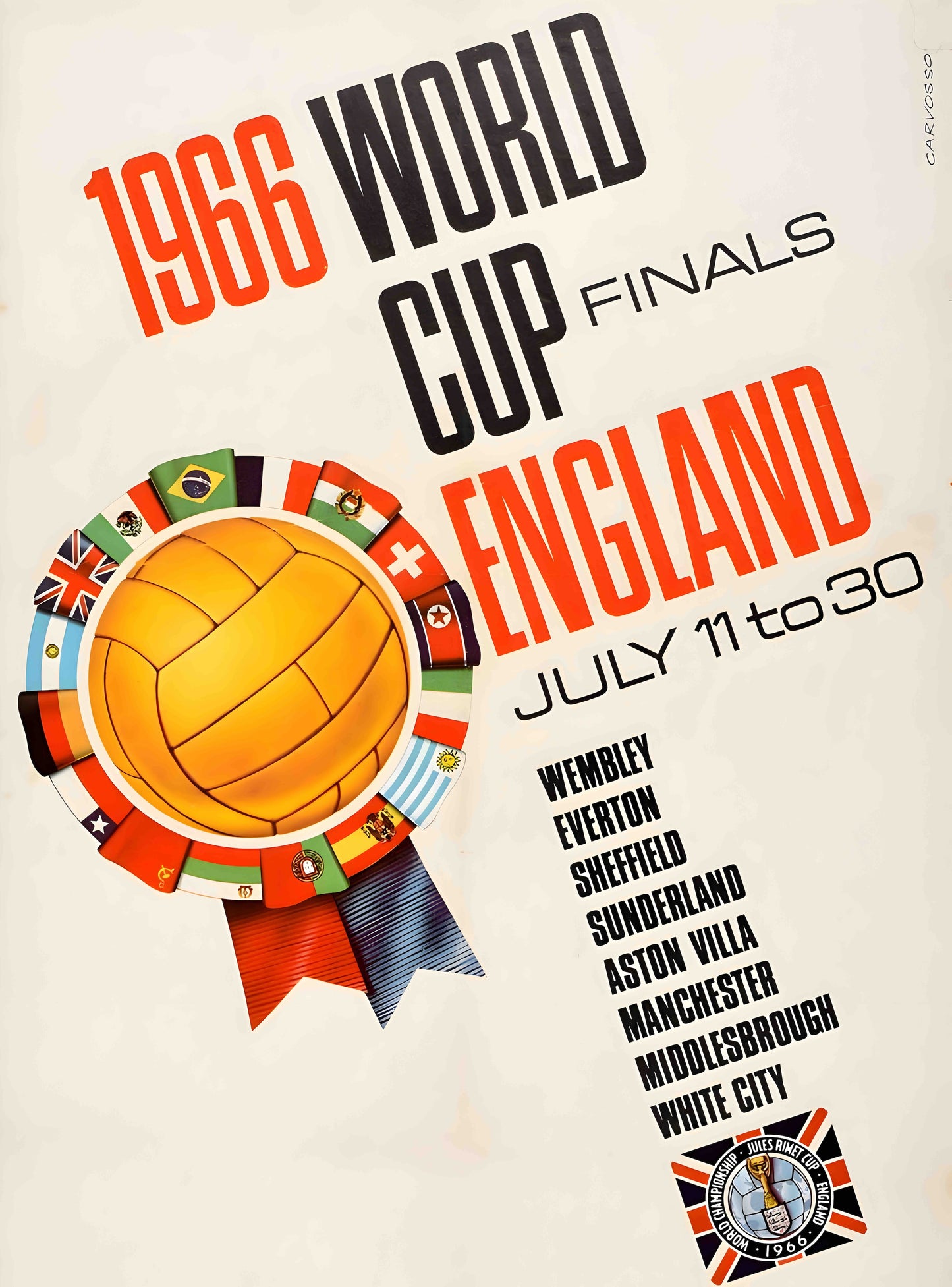 1966 World Cup Finals England Poster