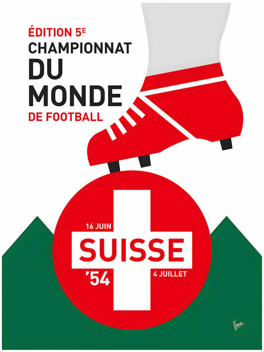 Switzerland 54 World Cup Vintage Poster