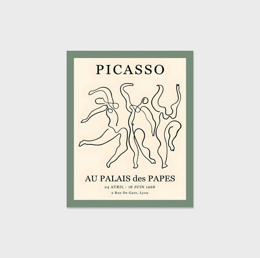 A3 Picasso Exhibition Poster Dancing Figures Print - Minimalist Line Art