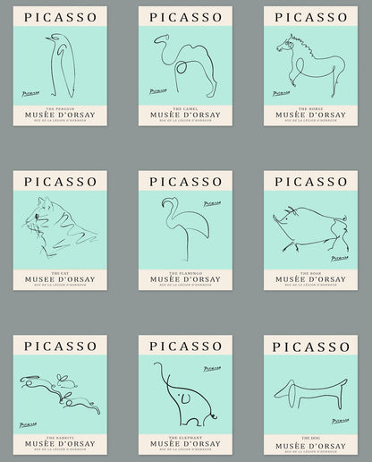 Picasso Animal Line Art Print 13 Designs 5 Colours Minimalist Exhibition Poster