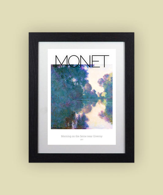 Framed Art Print Morning on the Seine by Monet - 11"x14" Black Frame A4 Print