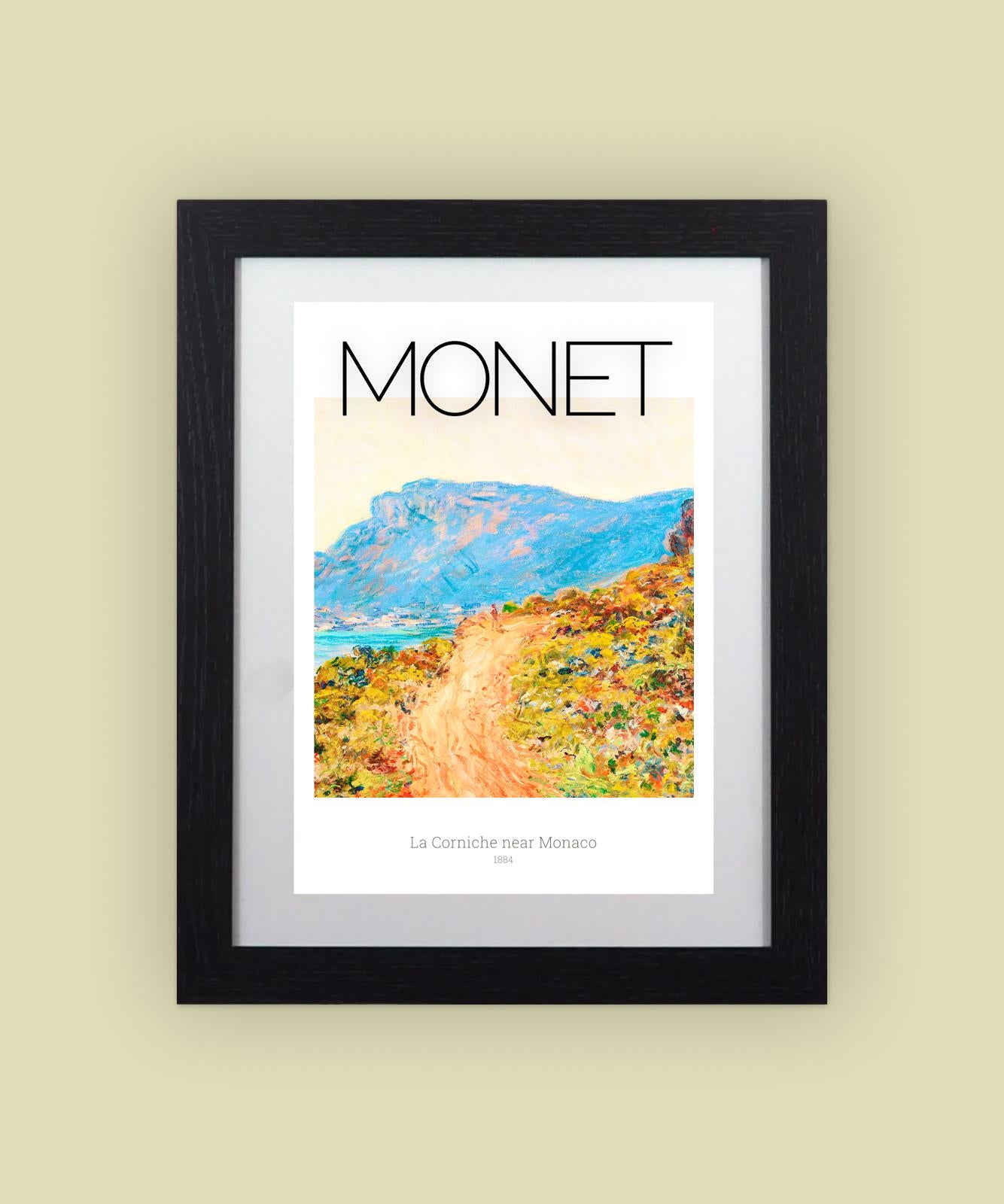 Framed Art Print - La Corniche near Monaco by Monet - 11"x14" Frame, A4 Print