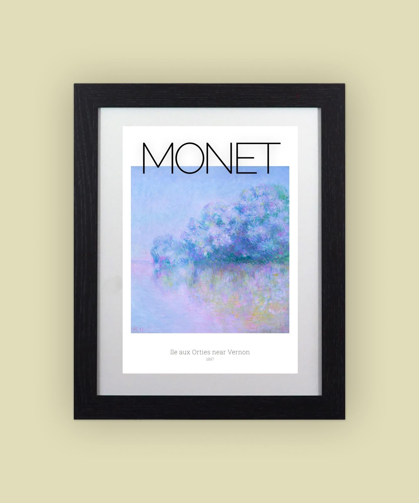 Framed Monet Ile aux Orties near Vernon Art Print 11x14" Frame, A4 Print