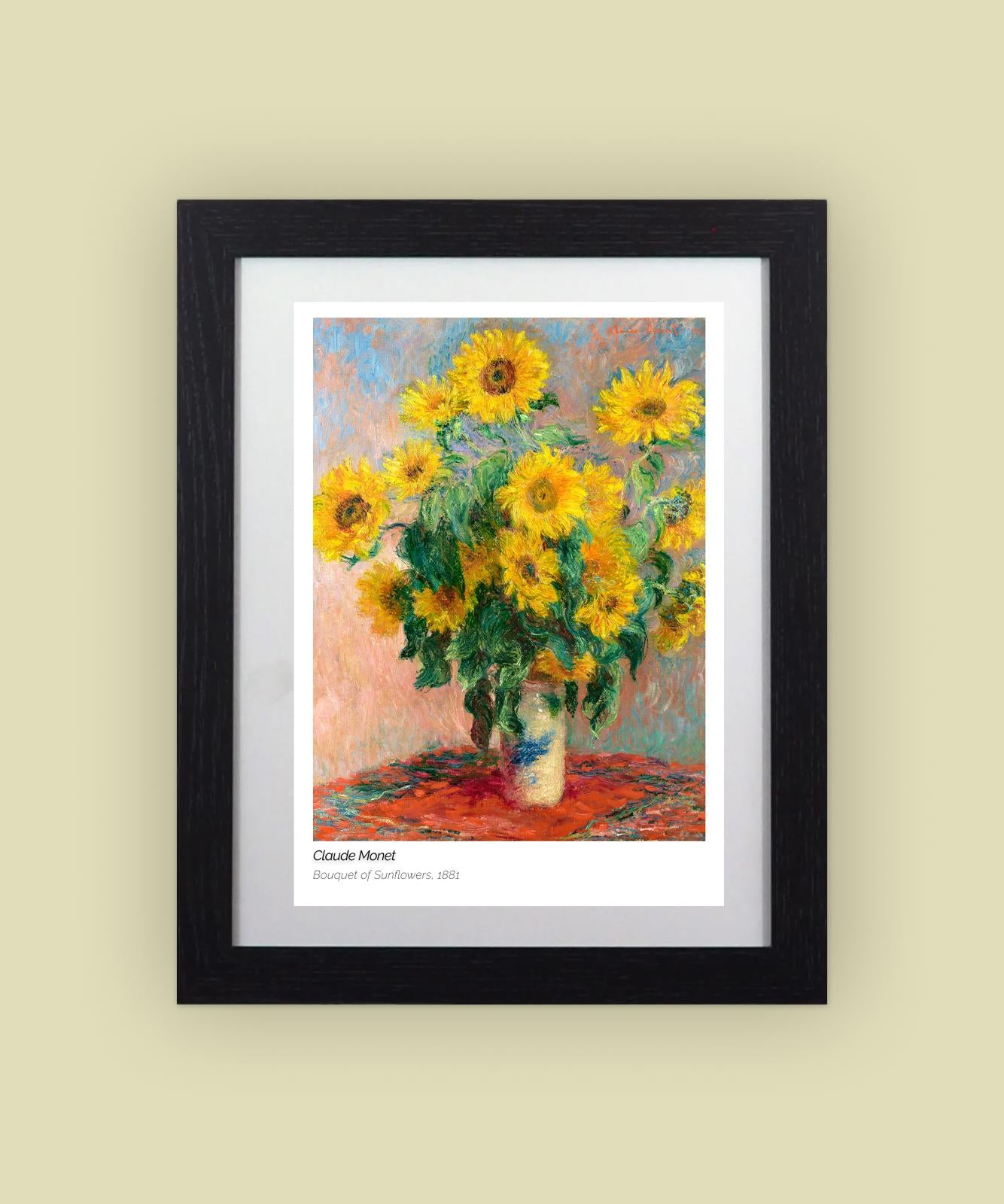 Framed Art Print Bouquet of Sunflowers by Claude Monet 11"x14" Frame, A4 Print