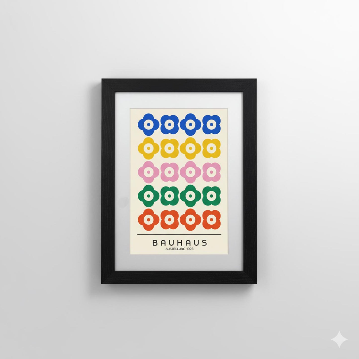 Bauhaus Inspired Floral Art Print: Modernist Blooms, Framed & Ready to Hang