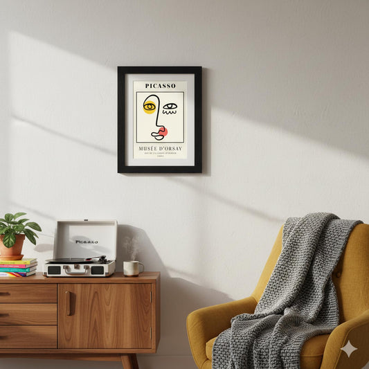 Abstract Picasso-Inspired Art Print Minimalist Musée d'Orsay Black Framed Poster