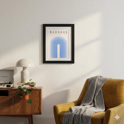 Bauhaus 1923 Exhibition Poster – Framed Modern Art Print with Serene Blue Arches