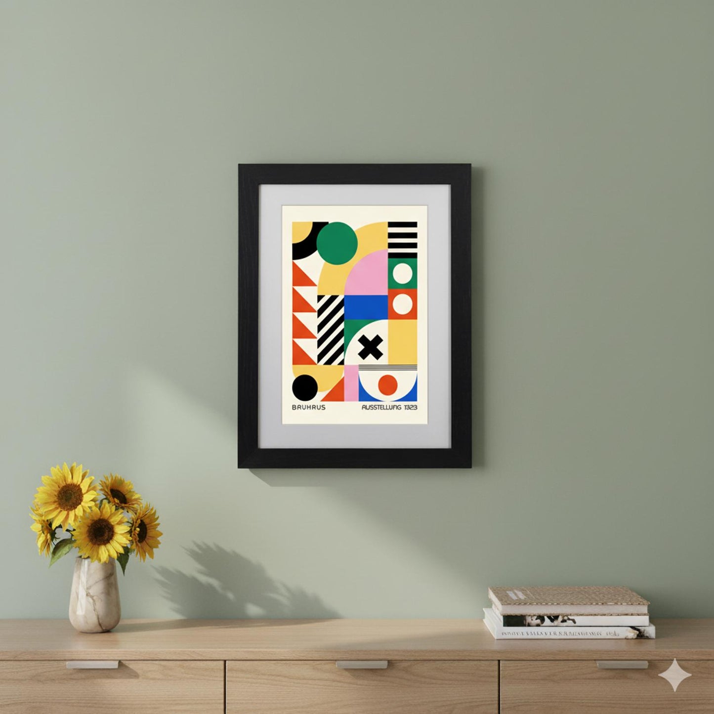 Vibrant Bauhaus Design 1923 Framed Print Modern Abstract Geometric Art Print