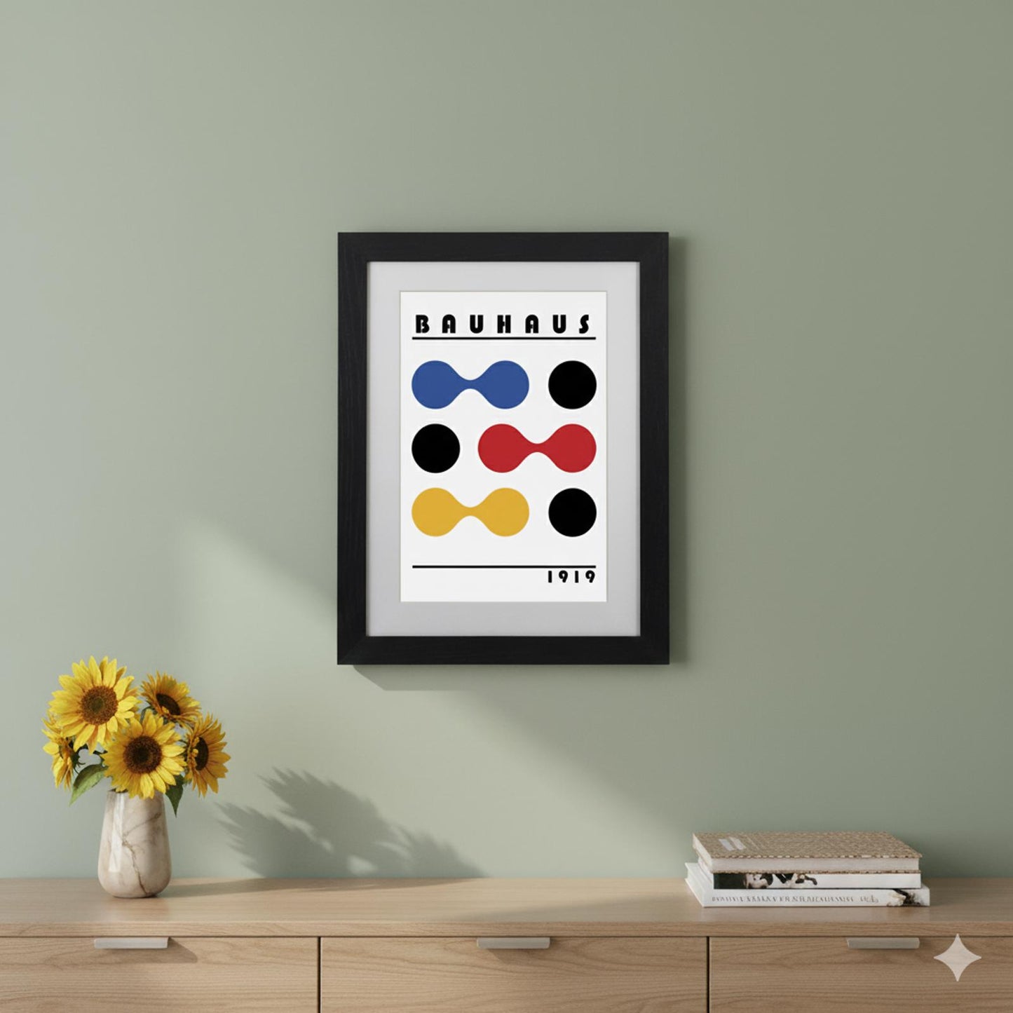 Bauhaus Abstract Art Framed Print 11"x14" Timeless Modern Design in Bold Colour