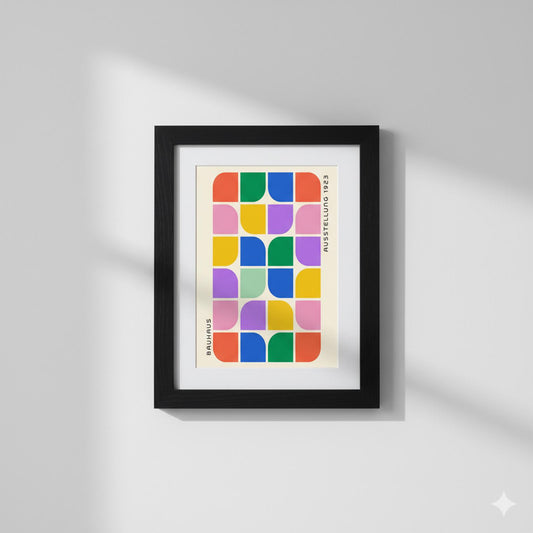 Vibrant Bauhaus Geometric Print - Framed Exhibition Poster