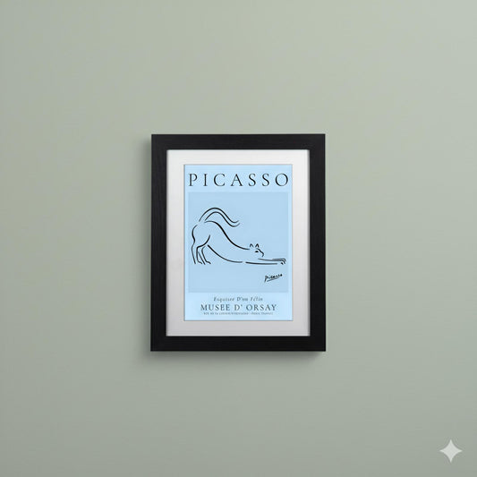 Picasso Sketch of a Feline: Serene Blue Museum Print - Picasso Cat 11x14"